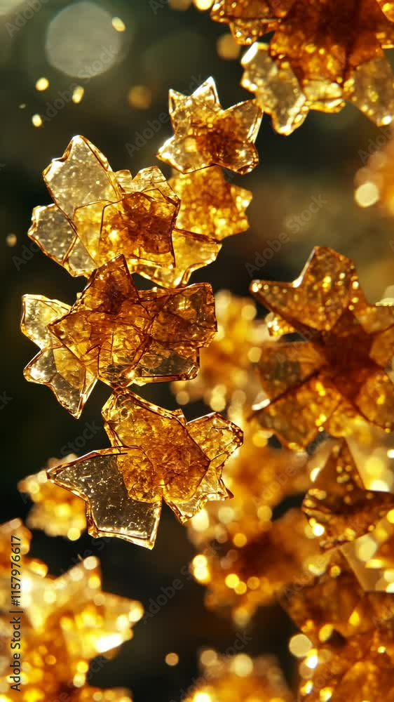 Poster translucent golden stars glimmering in soft light create a magical ambiance in a whimsical display