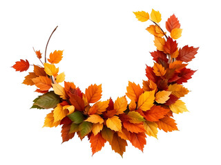 Autumn Fall Wreath Made With Leaves on transparant backgrounf