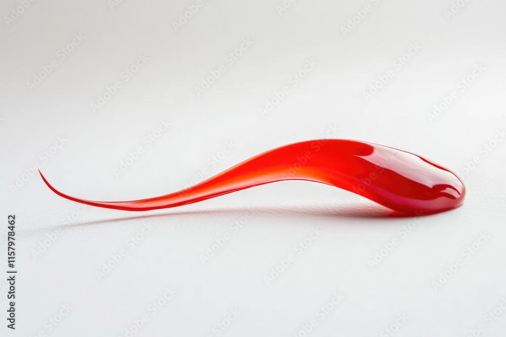Poster a vibrant red liquid flows elegantly, creating a dynamic, abstract form on a white background.