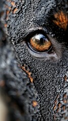 Intriguing Canine Gaze: A Close-Up of a Dog's Eye Reflecting the World