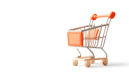 shopping cart with orange accents on white background, symbolizing convenience and modern retail