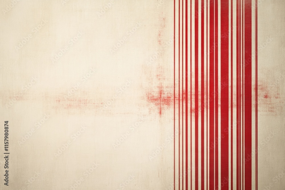 Poster abstract background with vertical red stripes on a beige textured surface.