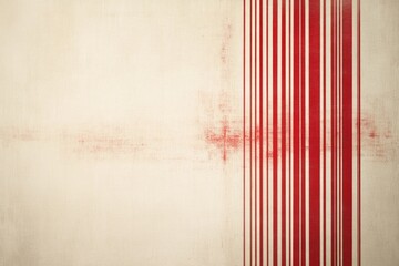 Abstract background with vertical red stripes on a beige textured surface.