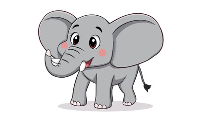 Fototapeta premium Cartoon elephant illustration holding a blank sign in a fun and cheerful style