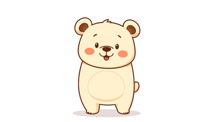 Fototapeta premium A cute cartoon teddy bear character with a heart, smiling and surrounded by fun elements like a dog, baby, and playful toys, perfect for a child-friendly illustration or pet-themed artwork