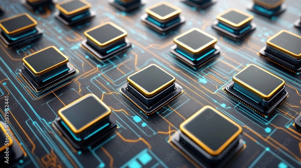 Poster abstract futuristic technology microchip circuit board design