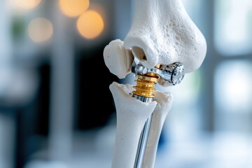 An intricately crafted artificial joint replacement, highlighting the progress in bioengineering and its vital role in enhancing human mobility and wellbeing.