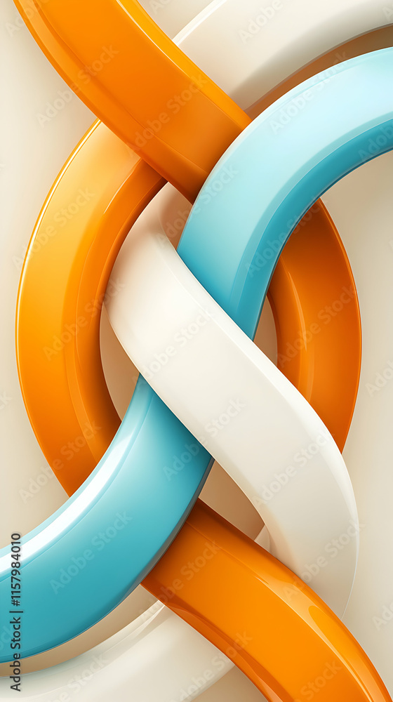 Poster abstract intertwined curves, colorful shapes intersect harmoniously, creating a visually appealing d