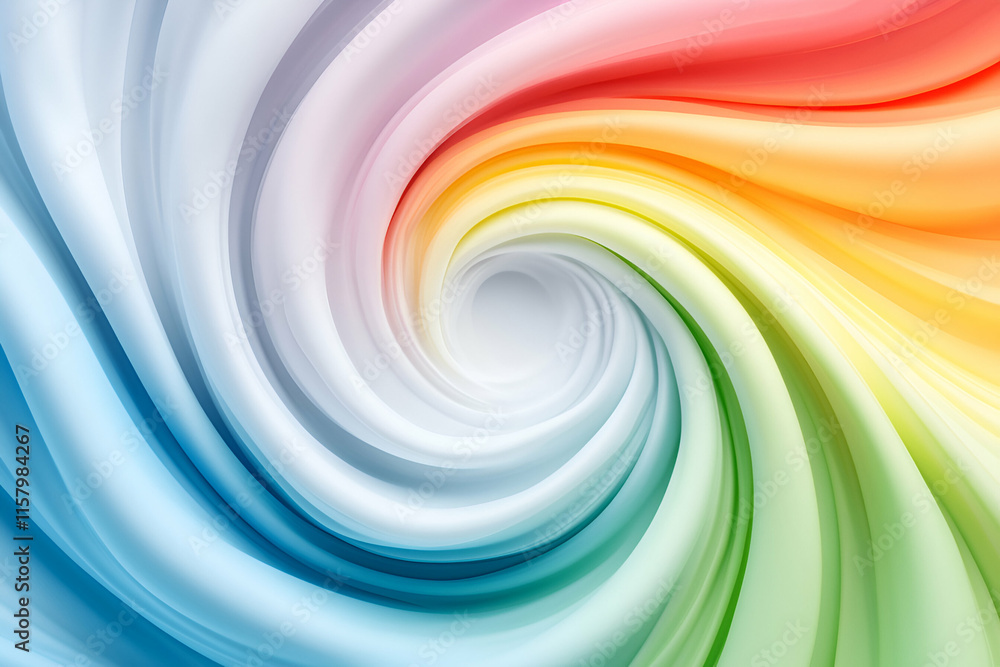 Poster abstract rainbow swirl, vibrant colors flowing dynamically in a vortex, creating a stunning visual m