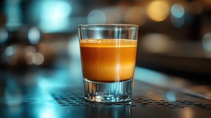 Espresso Shot in a Glass Cup with a Rich Crema Layer