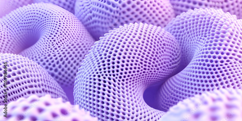 Poster abstract purple cellular structures, interconnected porous forms create a complex, visually stunning
