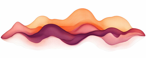 Abstract Waveform,  Crimson and Orange Hues Flow Dynamically Across a White Canvas, Creating a Visually Striking Composition.