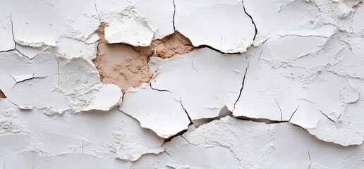 Naklejka premium Cracked white wall texture revealing underlying surface.