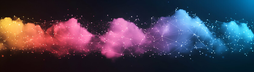 Abstract Network, Colorful Clouds & Connections