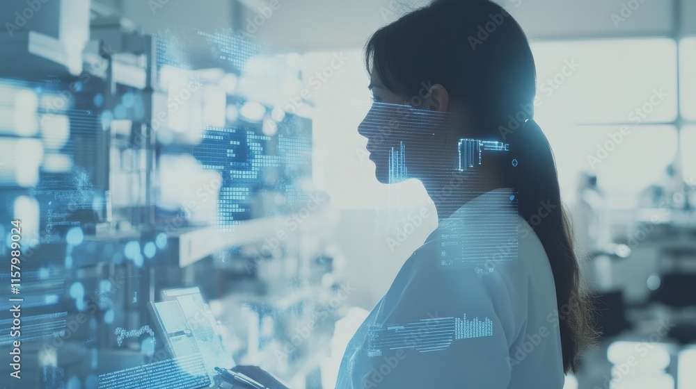 Poster researchers using advanced digital interface tools