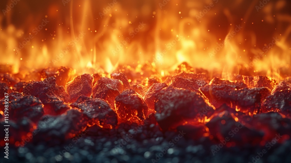Poster capture the intricate details of flames dancing in a macro