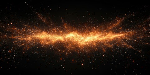 Cosmic explosion of golden stars outer space digital art vibrant environment wide angle view celestial concept