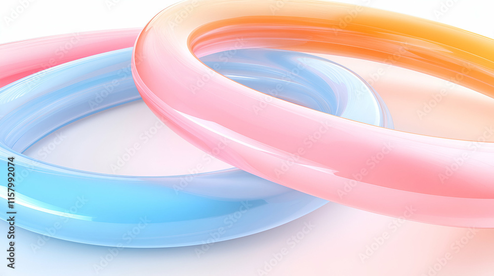 Poster abstract pastel rings, intertwined curves in soft hues, creating a visually appealing composition. a