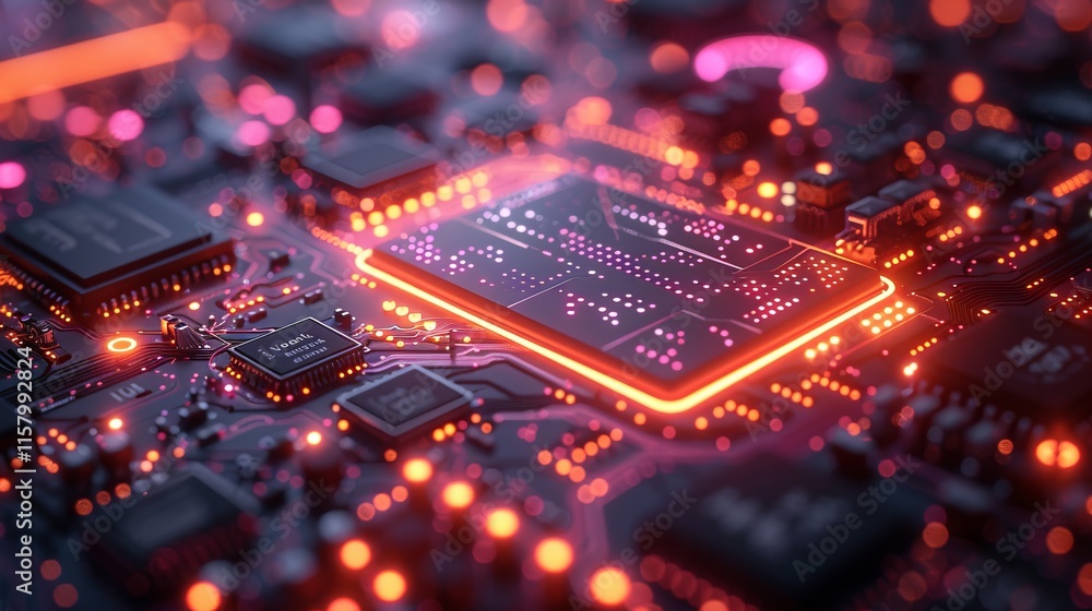 Aufkleber design a series of neon computer science symbols, including shimmering