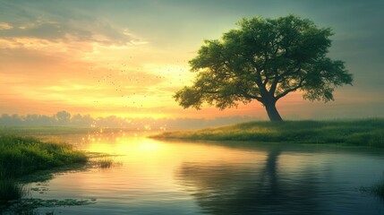 A child chases flickering fireflies in a twilight meadow, their laughter filling the air as the fading light of evening casts a serene, glowing backdrop of nature&acirc;&euro;&trade;s beauty.