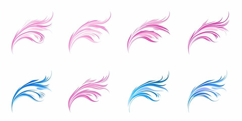 Fototapeta premium Abstract Pink & Blue Feather Designs, Elegant Swirls, Graceful Curves, Vibrant Hues, Artistic Flair