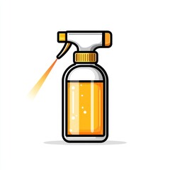Spray bottle with orange liquid and spray.
