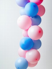 Colorful pink and blue balloons create a festive atmosphere, perfect for celebrations and special events with copy space. Generative AI