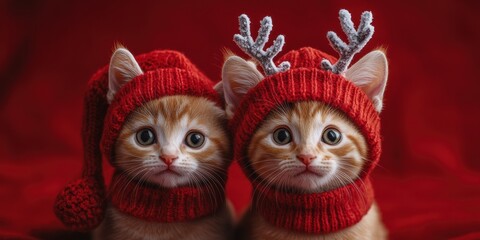 Merry christmas kittens holiday celebration home cute animals festive environment joyful viewpoint