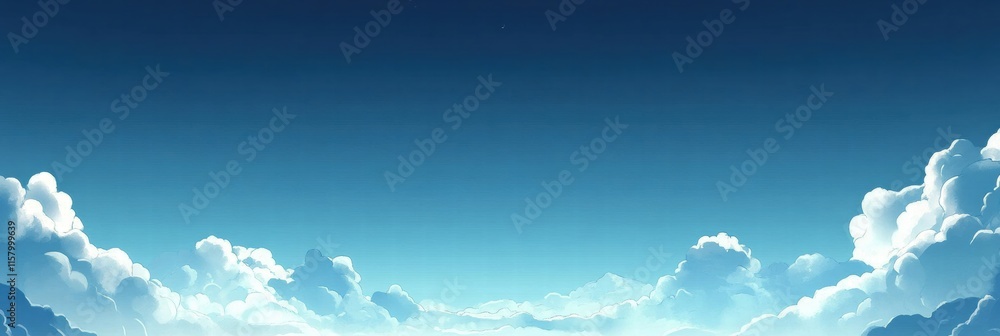 Aufkleber Majestic mountain peaks under a bright blue sky with fluffy clouds and ample copy space for personalized text. Generative AI
