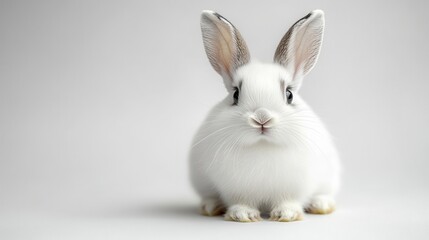 Fototapeta premium a close up photo of a white rabbit isolated on a white background white rabbit