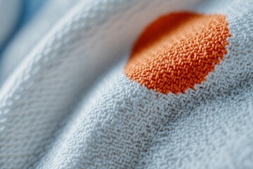 Close-up of textured fabric with an orange dot pattern.