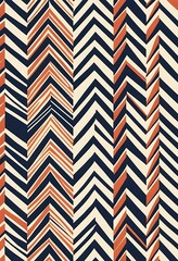 Abstract Chevron Pattern In Navy Orange And Beige