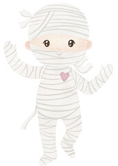 cute scary mummy watercolor