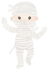cute scary mummy watercolor