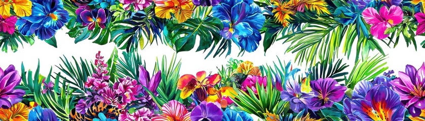 Seamless Leopard Floral Fabric Pattern Design Vibrant Flat Lay Nature Environment Colorful Viewpoint
