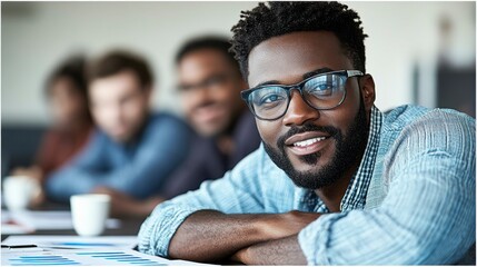 A business team discussing and analyzing data on charts and reports in a modern conference room, collaborating on key strategies for growth and success.