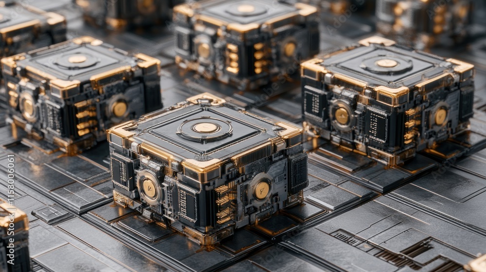 Aufkleber futuristic technology: array of advanced cubes
