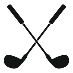 Golf stick vector art silhouette icon vector isolated on white background.