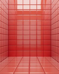 Digital Rendering of a Coral Red Tiled Room