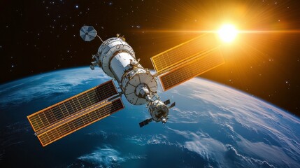 Space Relay Station Under Bright Sunlight