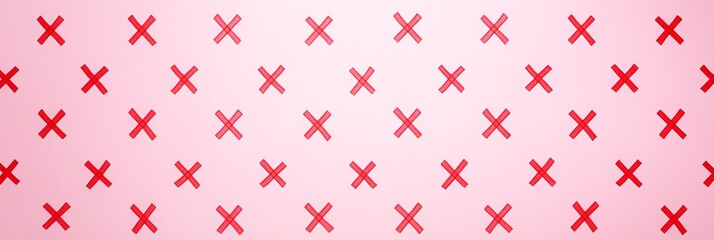 pattern of red Xs evenly spaced on a soft pink gradient background, for modern and eye-catching ad or banner design