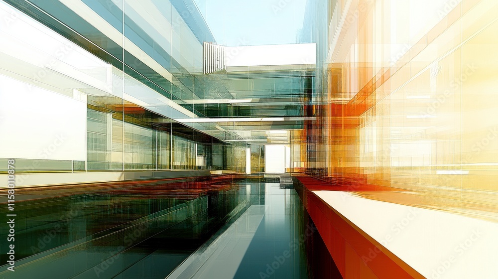 Poster abstract data visualization with clean lines and light