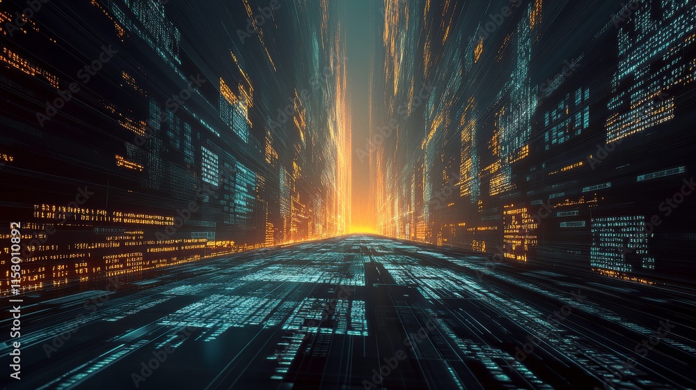 Poster abstract computing design with glowing effects and lines