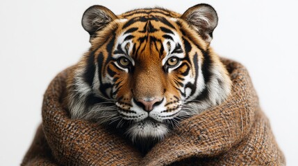 Obraz premium close up of tiger stock photo generated ai isolated on a white backgroun