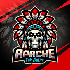 Apache head esport mascot logo design