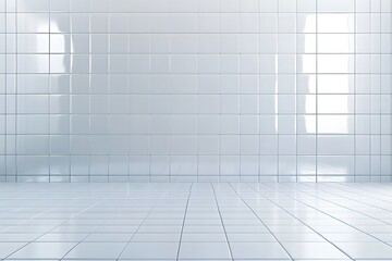 Glossy White Tile Room Interior