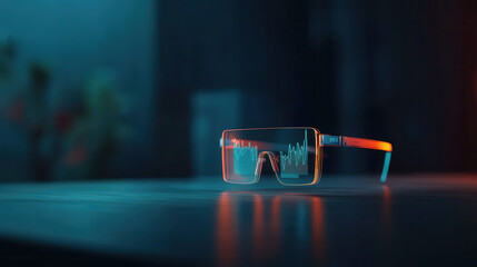 Futuristic AI powered wearable device with data visualization display