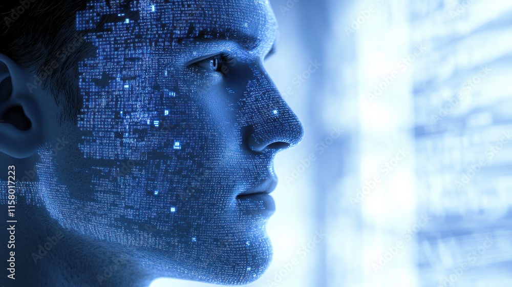 Poster futuristic ai interaction and data visualization concept