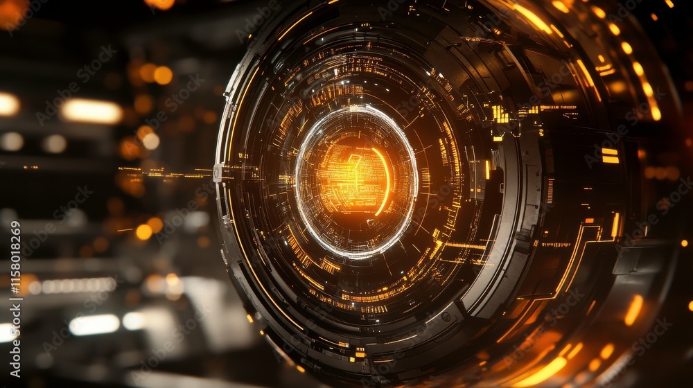 Poster futuristic data visualization with glowing effects