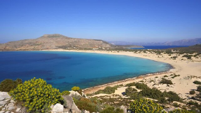 Simos beach with turquoise water in Elafonisos island, Greece